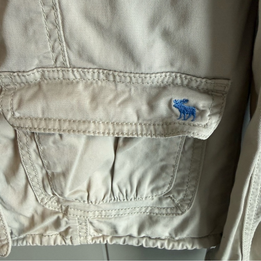 Abercrombie & Fitch Womens Jacket Khaki Tan Canvas Utility Outerwear Blazer Med - Picture 4 of 11
